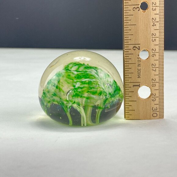 Vintage Art Glass Green Floral Bouquet Paperweight - Picture 9 of 9